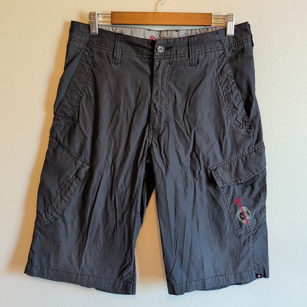 Y2k Transnine Cargo Shorts Mens 31 Charcoal Grey